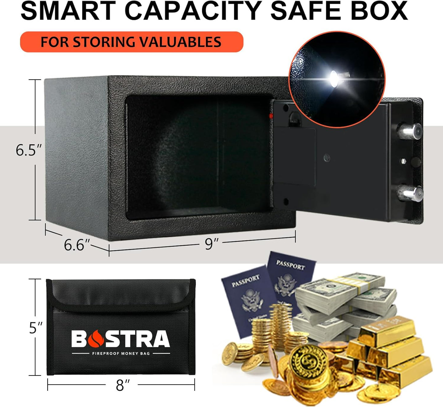 Mini Security Safe Box – Digital Lock Safe for Cash, Jewelry & Documents for Home, Office & Dorm Use